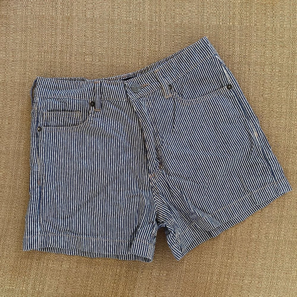 Courtshop Striped Demin Jean Shorts